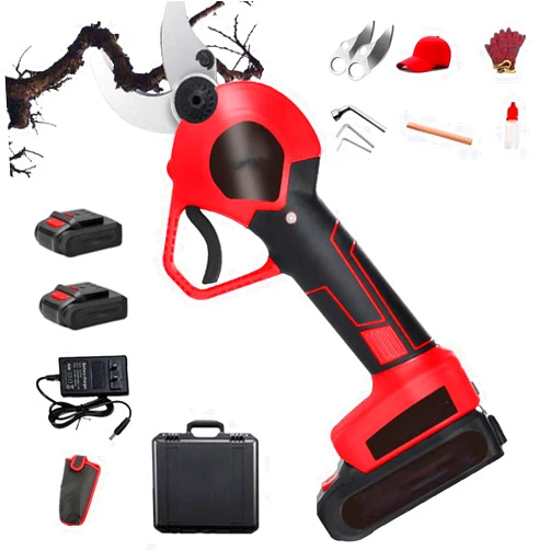 Pegn Pruning Shears Battery Powered, Portable Cordless Electric Branch Scissors 0.9kg Available for Ladies 40mm Cutting Diameter Electric Pruning Shears with 2 battery