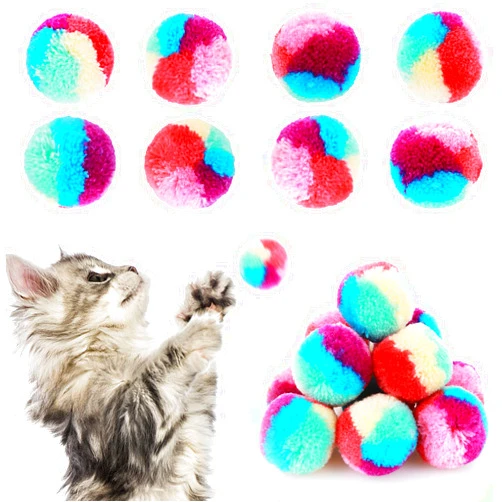 Amaxiu 1.2 in Colorful Cat Pom Pom Ball Toys, 20 Pcs Rainbow Cat Toy Balls Soft Plush Cat Ball Interactive Toy Training Ball Toy for Indoor Cats Kitten Exercising Playing