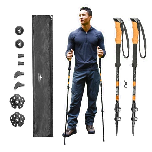 Cascade Mountain Tech Lightweight Aircraft-Grade Aluminum Trekking Poles with Extended Down Grip Plus Tip Kit
