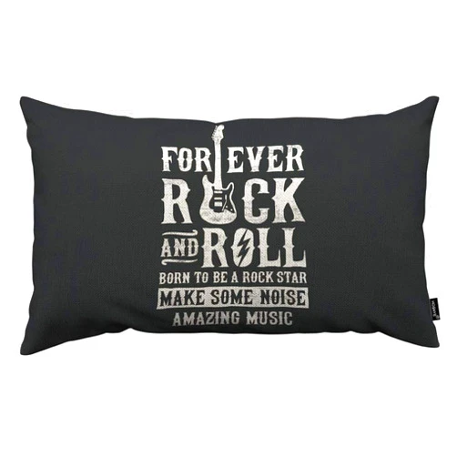 HOSNYE Amazing Music Throw Pillow Cover Forever Rock and Roll Linen Fabric for Couch Bed Sofa Car Waist Cushion Cover 12 x 20 inch Pillow Case