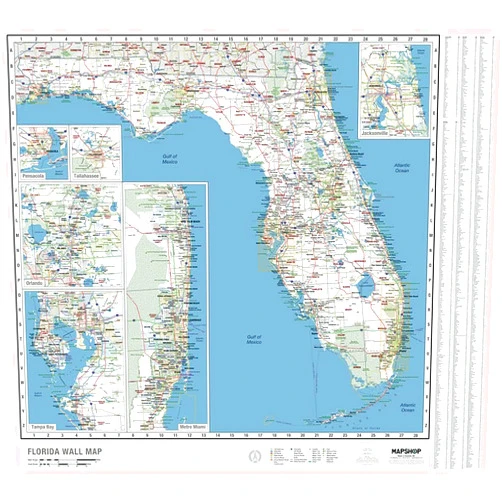 South of Kings Laminated Florida State Wall Map Large Poster, Includes the Most Legible Location Labels, Vibrant Blue Color Scheme, 54” x 48”, Great for the Home, Office, or Classroom, Developed in the USA