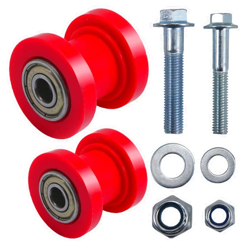 Stylemafia 8mm and 10mm Chain Roller Pulley Tensioner Wheel Guide Per for Motorcycle Mini Bike Atv 125cc 140cc 160cc SSR XR125 CRF50 KLX110 Pitster Pit Dirt Bike Parts（RED）