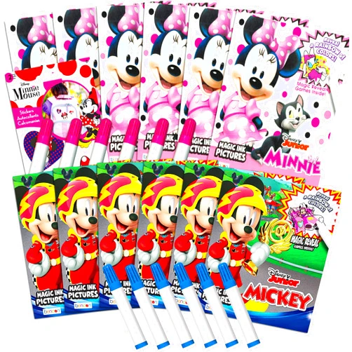 Disney Minnie Mouse and Mickey Mouse Imagine Ink Coloring Book Set for Girls Boys ~ 12 Pack No Mess Coloring Books with Minnie Stickers (Minnie Mouse Mickey Mouse Party Favors Bundle)
