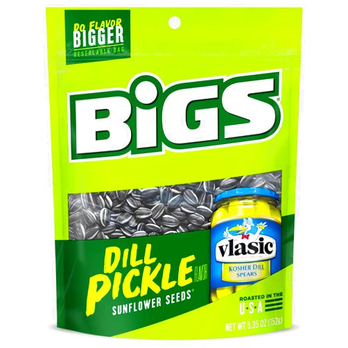BIGS Sunflower Seeds, Vlasic Dill Pickle Flavor, 5.35 oz. (Pack of 12)