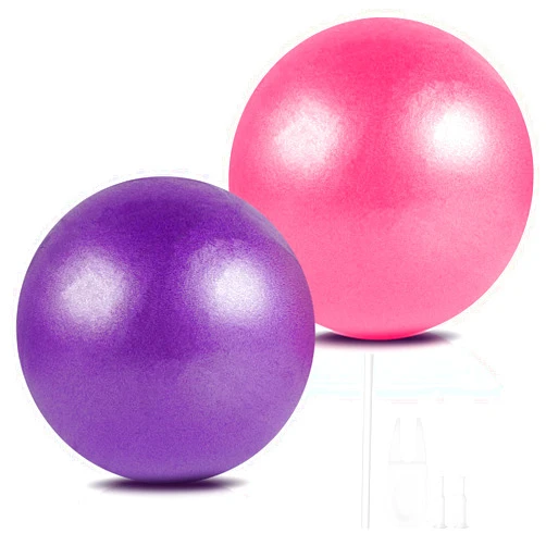 Guirnd Pilates Ball 2P, 9 Inch Workout Ball for Women Men Kid Toddler, Small Exercise Ball with Pump for Physical Therapy, Stability, Stretching, Barre, Yoga, Core(Pink & Purple)