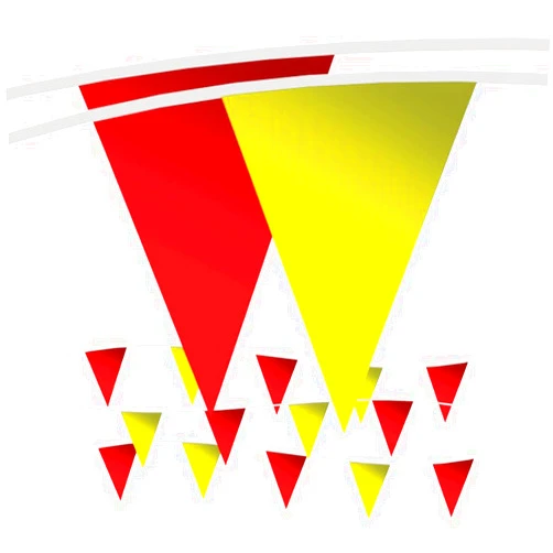 Electro Tape Pennant Flags - OSHA 500lb Rated Safety Rooftop Flagging Barrier Traffic - 105ft Strand Fade Resistant (Red/Yellow, 12