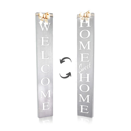 DOLLAN GIVING LIFE TO YOUR HOME Outdoor 2in1 Welcome sign for Front Door, Vertical Welcome sign for Front Porch Standing,Welcome Home Sign,Porch Signs, Interchangeable 4ft Tall,Home Sweet Home Sign, Long, Wood,Farmhouse Porch Decor.