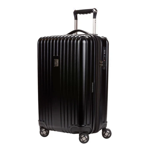 SwissGear 7910 Hardside Expandable Luggage with Spinner Wheels, TSA Lock and USB, Black, Carry-On 20-Inch