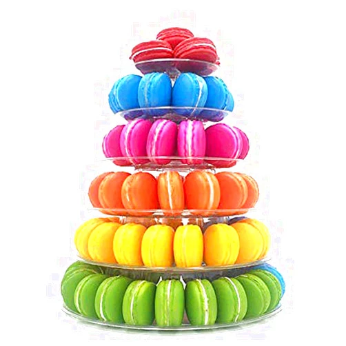 Candora 6-layer Round Macaron Tower Cake Stand Macaron Display Rack for Wedding Birthday Dessert Stand Cake Plate