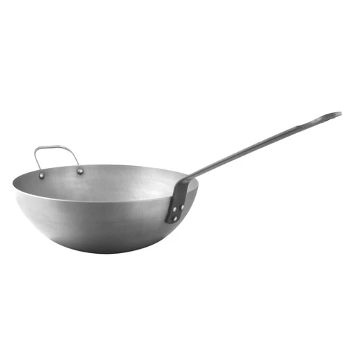 Mauviel M'Steel Black Carbon Natural Nonstick Wok/Stir Frying Pan With Iron Handle, 11.8-in, Suitable For All Cooking Surfaces, Made in France