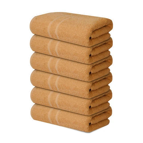 Textila Medium Bath Towels - 100% Cotton - 24x48 inch - Pack of 6 - Beige Color Terry Bath Towels for Bathroom Highly Absorbent - Lightweight Towels for Shower, Pool, Gym, SPA, Hotel & Daily Use.