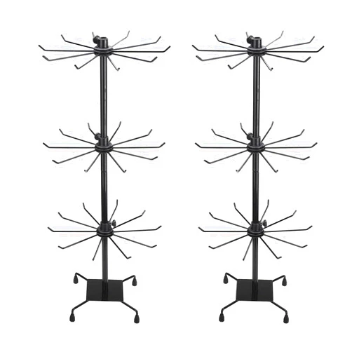 BestAlice 2Pack Jewelry Rack, 3 Tier Rotating Jewelry Display Holder, Necklace Holder Rack Fashion Counter Jewelry Tree Stand, Adjustable Metal Jewelry Hold(Black)