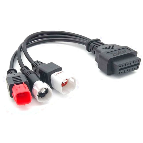 Zzxker 3-in-1 OBD2 Adapter Cable,16 pin to 6 pin 4 pin 3 pin OBD Diagnostic Cable,OBD2 to OBD1 6 pin 4 pin 3 pin Plug Adapter for Honda Guzzi Kawasaki Suzuki Motorcycle