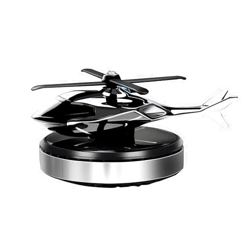 NICEADA Car Air Freshener, Helicopter Solar Energy Rotating Aromatherapy Aviation Al Alloy Diffuser, Interior Decoration Accessories Diffuser for Car and Home (Silver)