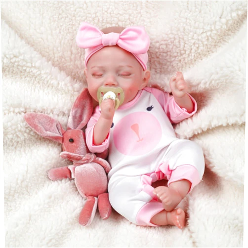 JIZHI Reborn Baby Dolls - 12-Inch Soft Body Realistic-Newborn Baby Doll Full Vinyl Body Poseable Real Life Baby Dolls Sleeping Girl with Toy Accessories Gift Set for Kids Age 3+