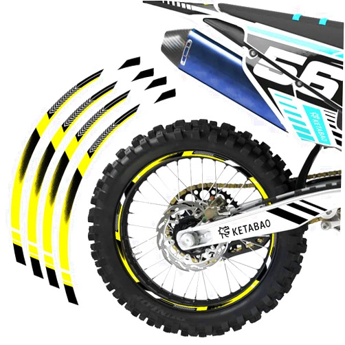KETABAO Dirt Bike Rim Tape A01 Decal Stickers Stripes 21 19 inch Compatible with CRF250R CRF450R CRF 250R (Yellow)