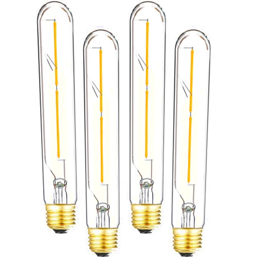 Leools Vintage T9 LED Tube Light Bulbs 40W Equivalent, 2700K Warm White, 400 Lumens, Dimmable Edison Tubular Light Bulbs 4W, Clear Glass, LED Filament Bulb,E26 Standard,4 Pack