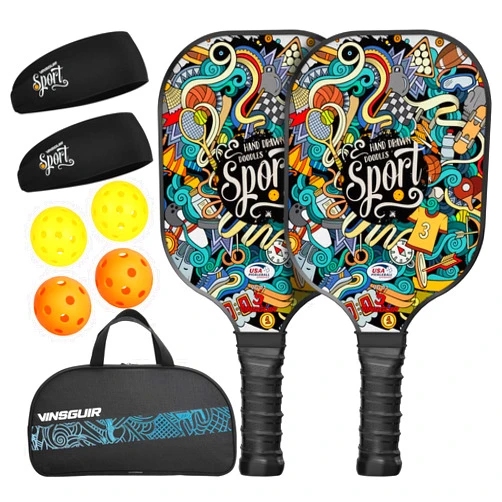 VINSGUIR Pickleball Paddles Set of 2, USAPA Approved Composite Paddles with 4 Balls, Pickleball Bag, Beginner-Friendly, Ideal Gift for Women, Men