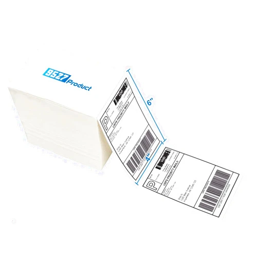 9527 Product Fanfold 4 x 6 Direct Thermal Labels White Perforated Shipping Labels,500 Labels per Stack,1 Stack