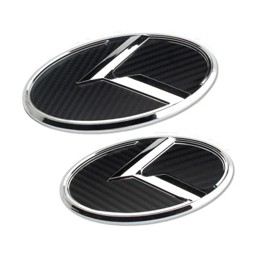 JULOPO 2Pcs K Logo Front Hood Trunk Emblem Badge Compatible with Forte Sedan Optima Cerato .etc (Silver Carbon Fiber Black)