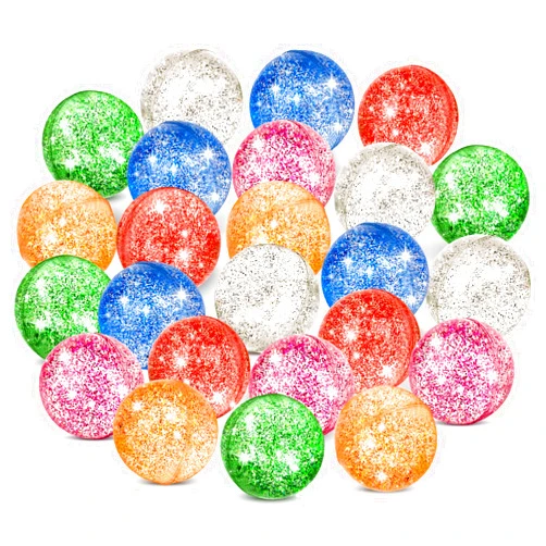 Hxezoc 24 Pcs Glitter Bouncy Balls for Kids, 32mm 6 Colors Rubber Bounce Balls Bulk for Party Favors, Goodie Bag Fillers, Easter Gift Bag Stuffers, Basket Stuffers, Classroom Prizes