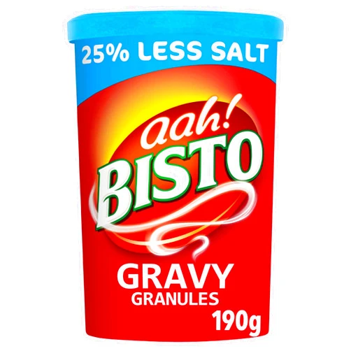 Bisto Reduced Salt Beef Gravy Granules, Great with Beef 190 g Drum (Pack of 1)