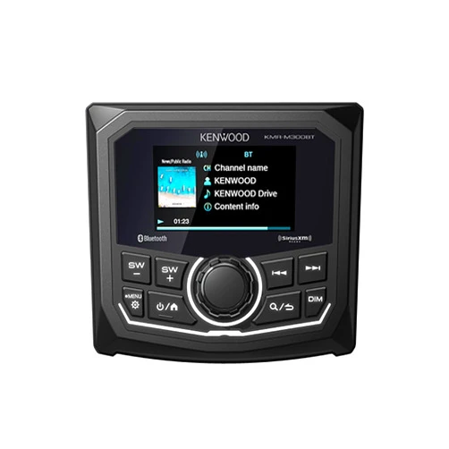 KENWOOD KMR-M300BT Marine Guage Receiver Weatherproof, 2.7 Inch LCD, Built in Amplifer, Bluetooth, Digital Media MP3 Player, No CD Player, USB Port, AM/FM/Weather Band Tuner, Rear Camera Input