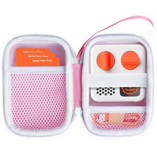 Lebakort Hard Case Compatible with Yoto Mini Kids Audio Music Player Children Speaker Plays Audiobook Cards Radio (Pink + Off White Case)
