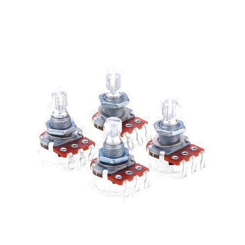 Alpha Mini Metric Sized B250K Guitar Pots Linear Taper Split Shaft Potentiometers for Electric Guitar/Bass (Set of 4)