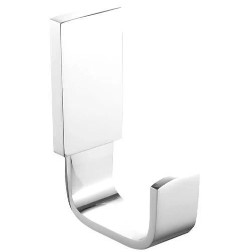 BESy Brass Clothes Hook Single Towel Hook for Bathroom Kitchen Garage Square Style Robe Hook Coat Hook Hat Hook, Self Adhesive with Glue or Wall Mounted with Screws, Polished Chrome
