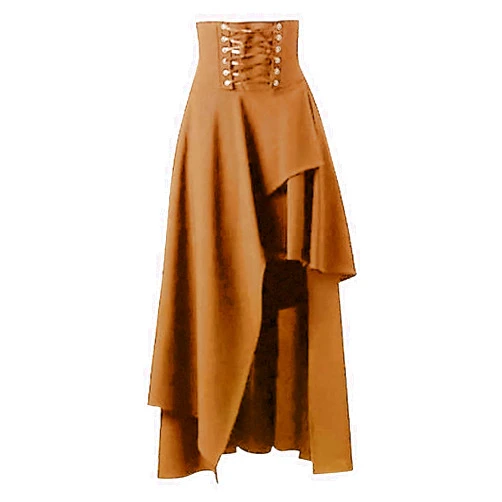 Generic Skirts for Women Victorian Costume Gothic Corset Steam Punk High Waist Vintage A-Line Retro Chain Belt Uniform Pleated Skirt