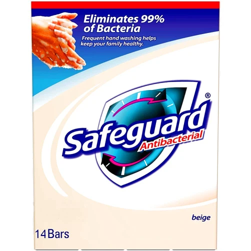 Safeguard 14 bars 4 ounce (113 gram) each beige washes away bacteria antibacterial soap bar