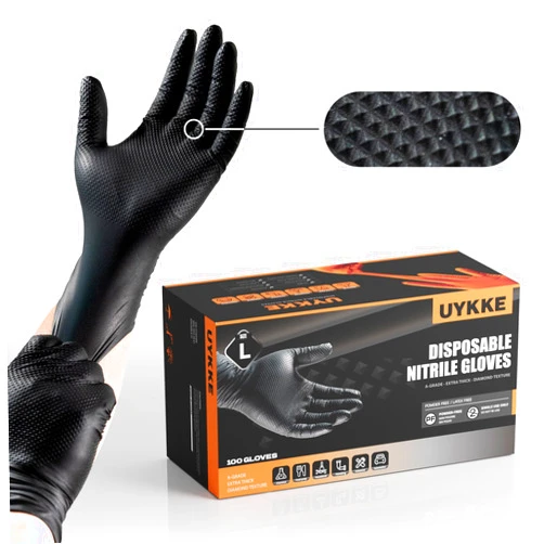 UYKKE 10mil Nitrile Gloves Thick,Industrial Disposable Gloves with Diamond Textured,Heavy Duty Mechanic Gloves,Latex Free
