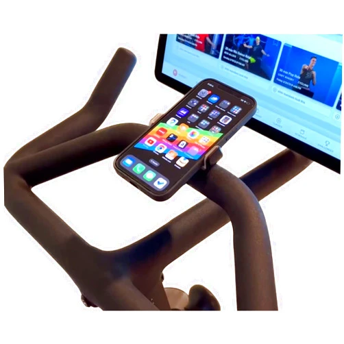 Maxby Phone Holder Compatible with Peloton Bike & Bike Plus - Secure Fit and Easy One-Hand Operation - 360 Degree Rotation - Mount for Stationary Exercise Bikes - Compatible with iPhone & Android Phones.
