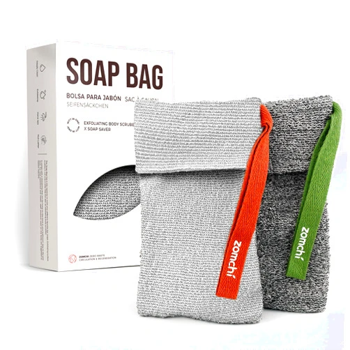 ZOMCHI 2 Pieces Different Roughness Soap Pouch and Soap Saver Pocket for Use in Shower, Body Scrubber Shower Sponge, Premium Exfoliating Soap Bag
