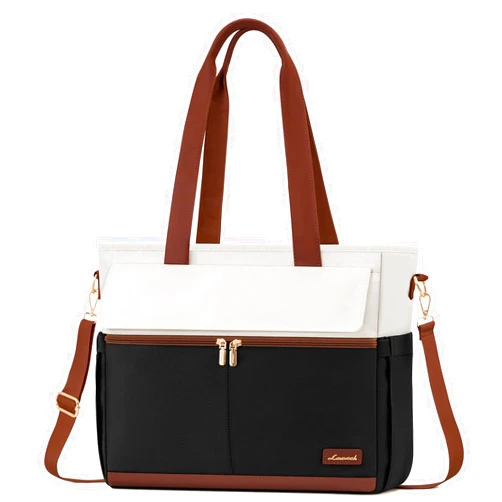 LOVEVOOK Laptop Bag for Women 15.6 Inch Laptop Tote Bag Large Capacity Work Bags Mutiple Pockets Teacher Bag with Removable Strap Water Resistant Computer Bag for Business Travel Nurse, Black Brown