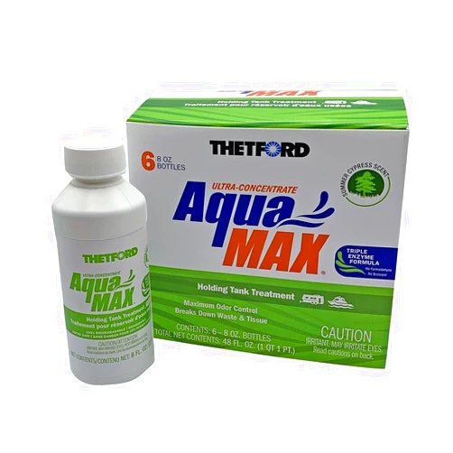 THETFORD AquaMAX Summer Cypress Scent RV Holding Tank Treatment, Formaldehyde Free, Waste Digester, Septic Tank Safe, 6 Pack 8oz Bottles (96689)