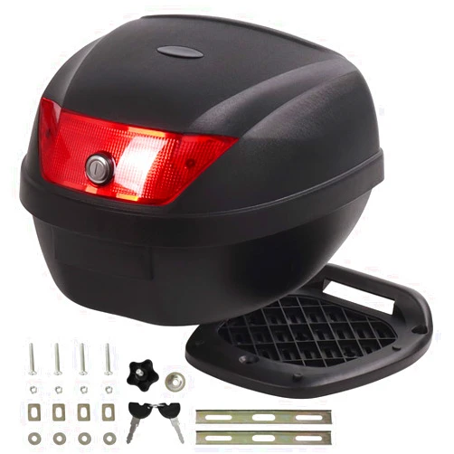 Japard Motorcycle Top Case 28L Rear Box Daily Tail Box Trunk Lockable Storage Carrier Waterproof Universal Mounting for Helmet Luggage (28L)
