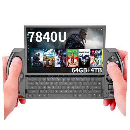 LANRUO GPD Win 4 [AMD Ryzen 7 7840U-64GB+4TB] 6 Inches Mini Handheld Win 11 PC Game Console Gameplayer 1920X1080 Touchscreen Laptop Tablet PC Black