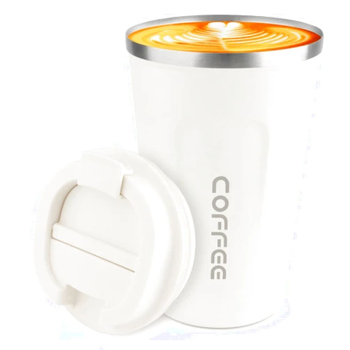 CS COSDDI 12 oz Stainless Steel Vacuum Insulated Tumbler - Coffee Travel Mug Spill Proof with Lid - Coffee Cup for Keep Hot/Ice Coffee,Tea and Beer (White)
