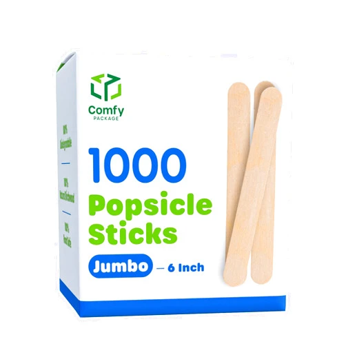 Comfy Package [1000 Count] Jumbo 6 Inch Wooden Multi-Purpose Popsicle Sticks, Craft Sticks for ICES, Ice Cream, Waxing, Tongue Depressor Wood Sticks (Formerly Comfy Package)