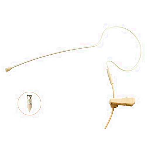 J K Pro Light Weight Low Profile Single Earhook Headworn Microphone MIC-J S90 Compatible with Audio Technica Wireless Transmitter - 4Pin Hirose Connector
