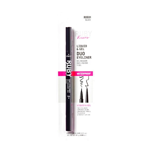 Ruby Kisses Duo Felt Tip Liquid Eyeliner in Black, Dual Ended Waterproof Eyeliner, Smudge-Proof & Long-Wearing, Regular & Micro Tip for Ultra Precise Thin to Bold Cat Eye, Fast Drying Formula