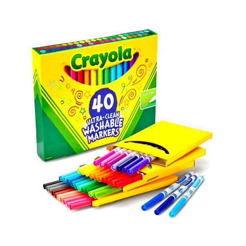 Crayola Ultra Clean Fine Line Washable Markers (40ct), Colored Markers for Kids, Fine Tip Art Marker Set, Kids Craft Supplies, 3+