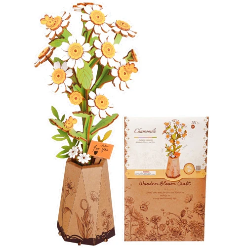 Wowood 3D Flower Wooden Puzzles for Adults-Chamomile, DIY Wooden Flowers Model Kit Building Set Crafts for Adults to Build, Botanical Collection/Ideal Creative Gift Ideas/Housewarming (101PCS)