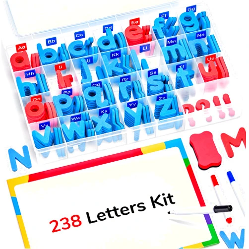 JoyCat Classroom Magnetic Letters Kit 234 Pcs with Double-Side Magnet Board - Foam Fridge Alphabet Letters for Kids Spelling and Learning
