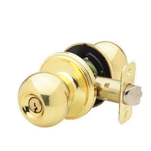 Copper Creek BK2050PB Ball Door Knob, Storeroom Function, 1 Pack, Polished Brass