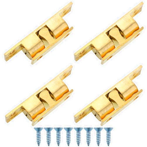 Mutai Double Ball Catch 4PCS 50mm Brass Cabinet Cupboard Door Tension Roller Latches Catch with Screws