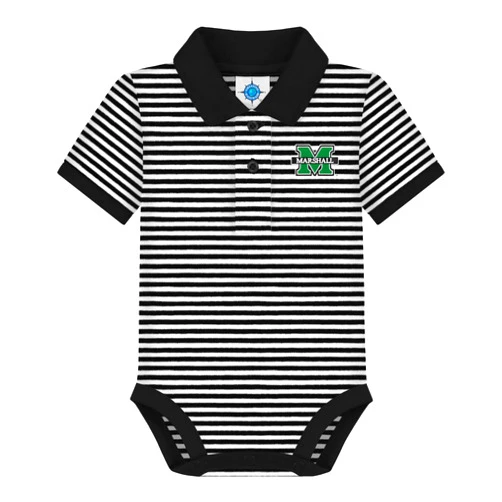 Creative Knitwear College Baby Striped Polo Bodysuit - Team Logo, Multiple Colors, for Boys & Girls (0-12 Months)