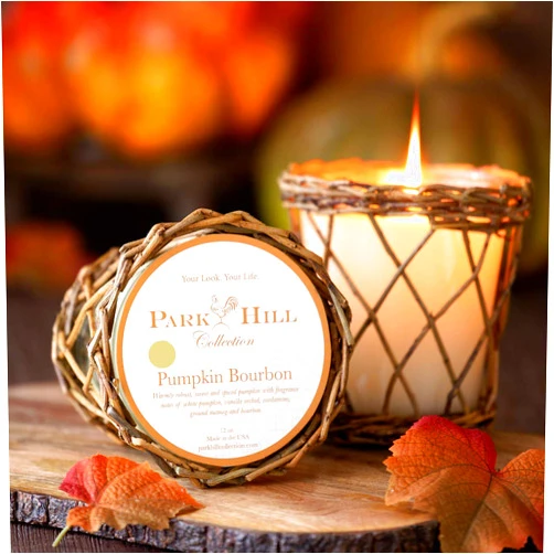 Park Hill Collection FNP10002 Pumpkin Bourbon Willow Candle, 12 oz